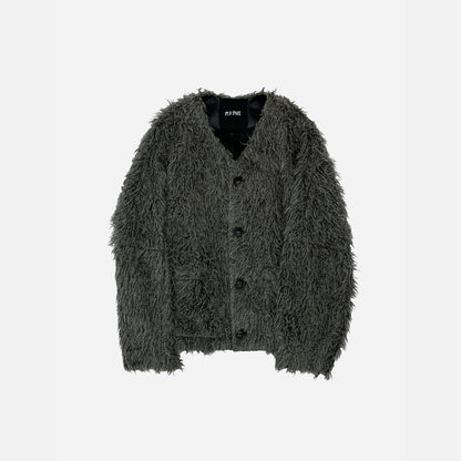 Eco-Friendly Fur Cardigan Grey