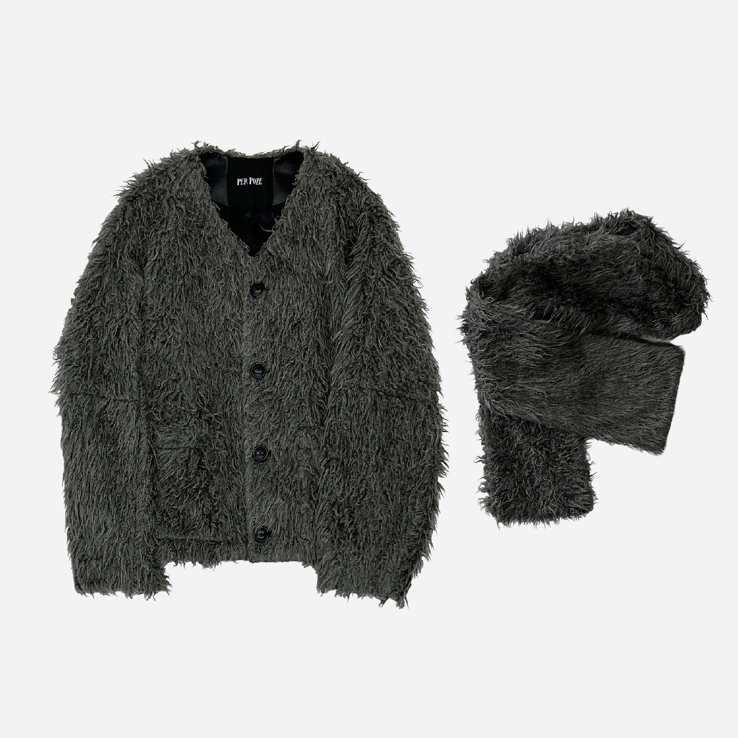 Eco-Friendly Fur Cardigan Grey