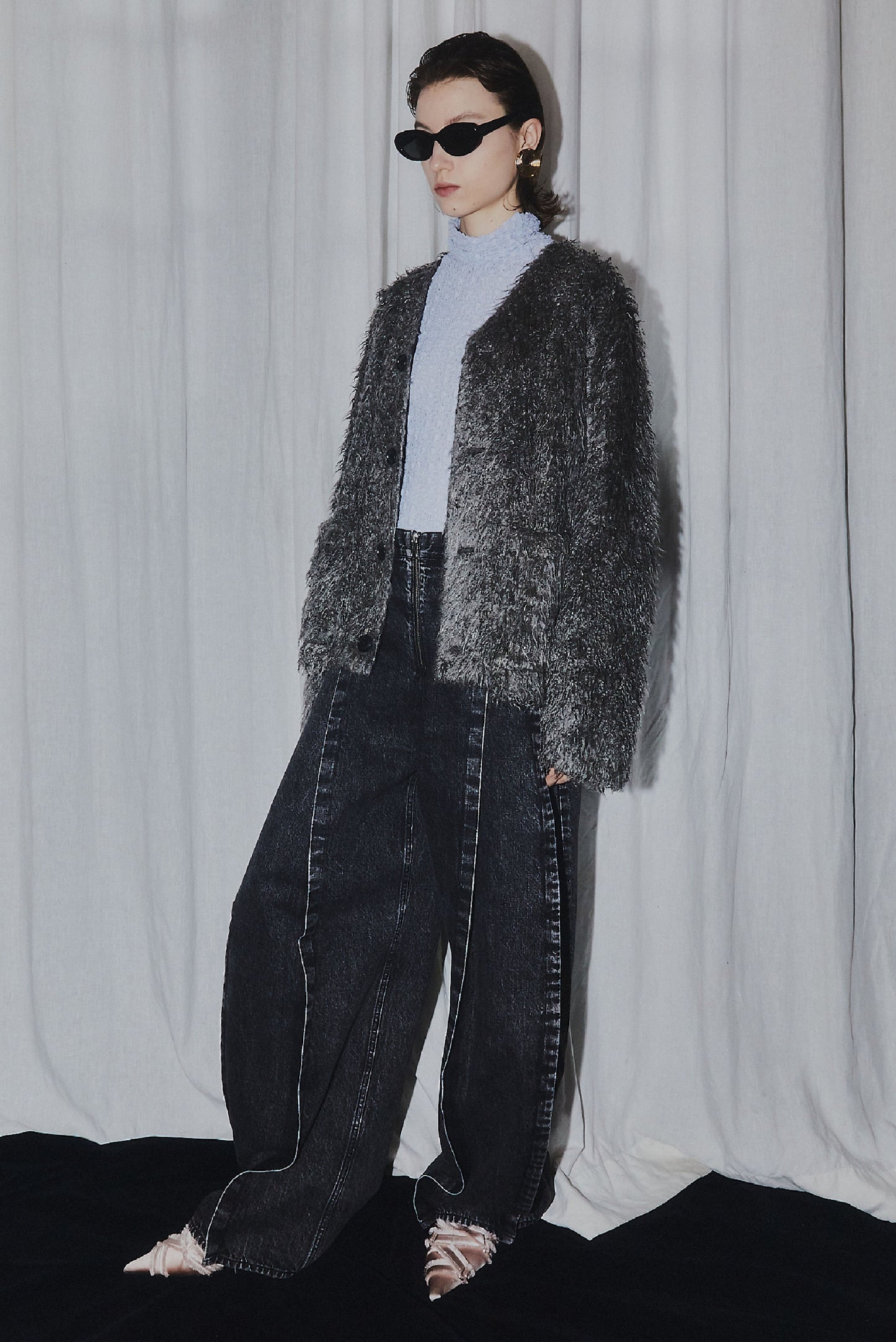 Eco-Friendly Fur Cardigan Grey