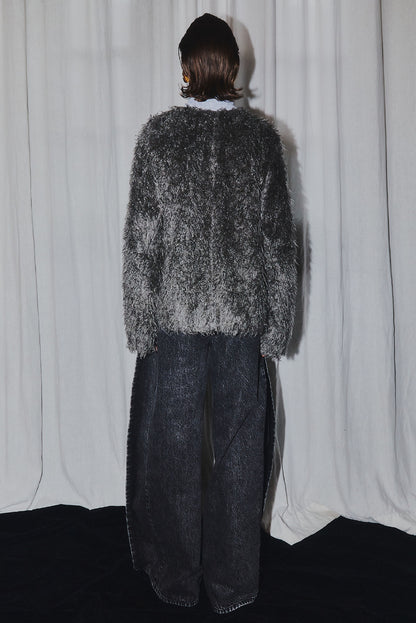 Eco-Friendly Fur Cardigan Grey