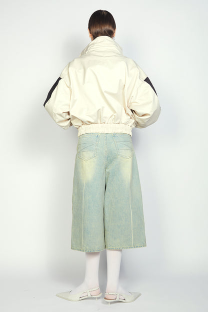 Colorblock Water-Resistant Crop Track Suit