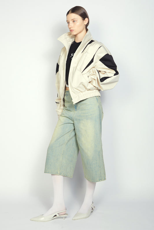 Colorblock Water-Resistant Crop Track Suit